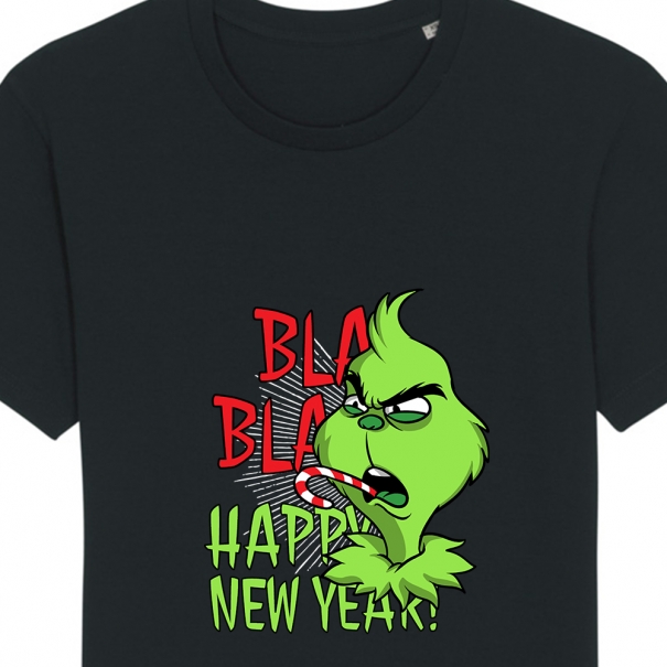 Tricouri personalizate de Craciun cu mesaj bla bla bla grinch